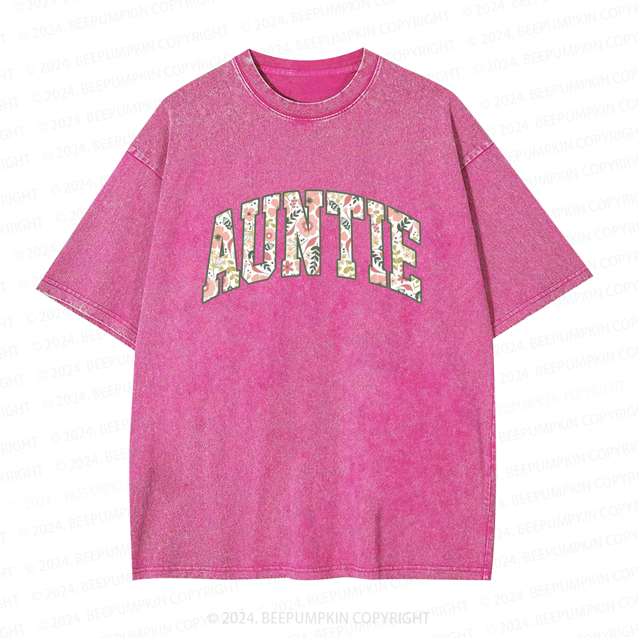 Floral Auntie Aunt Washed Tees