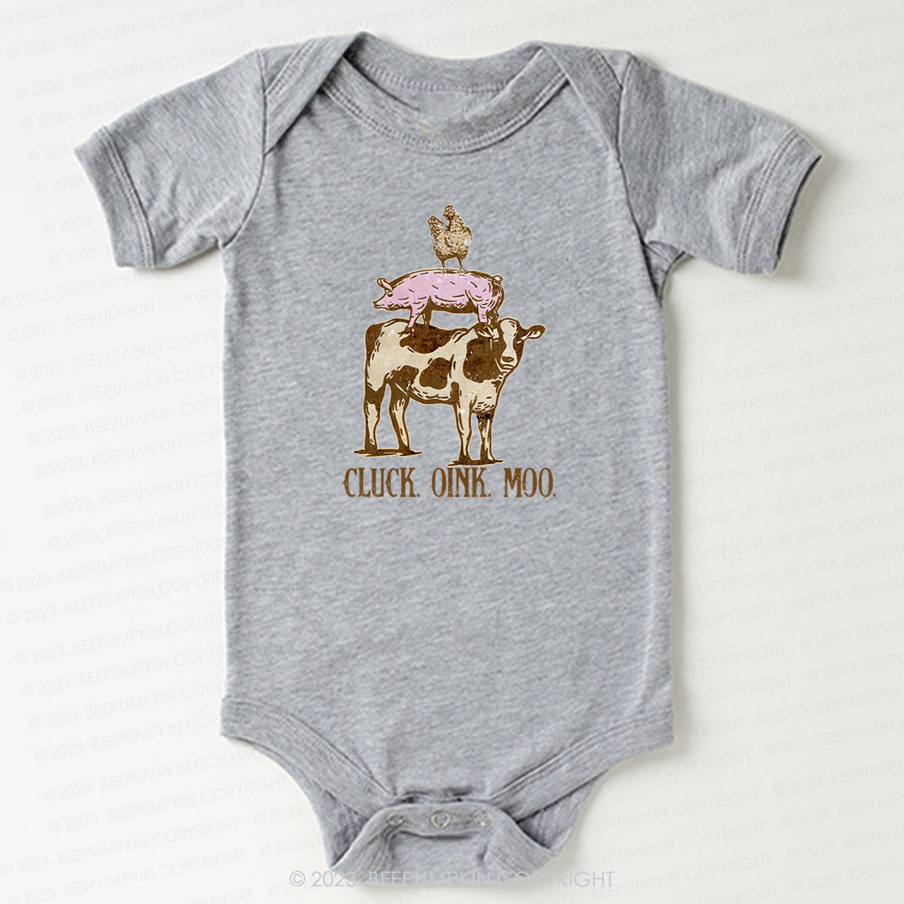 Cluck Oink Moo Retro Farm Bodysuit For Baby