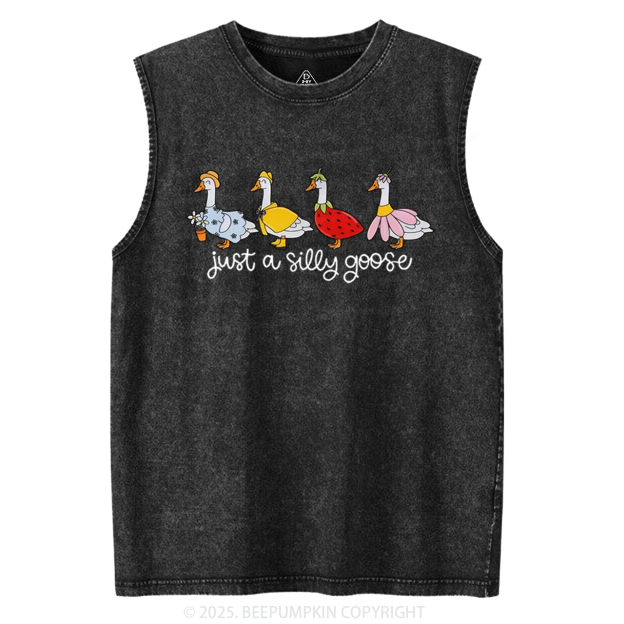 Just A Silly Goose Toddler&Kid's Washed Tank Top 7