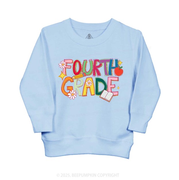 Personalized Girly Floral Kindergarten Neon School Kid's Sweatshirt