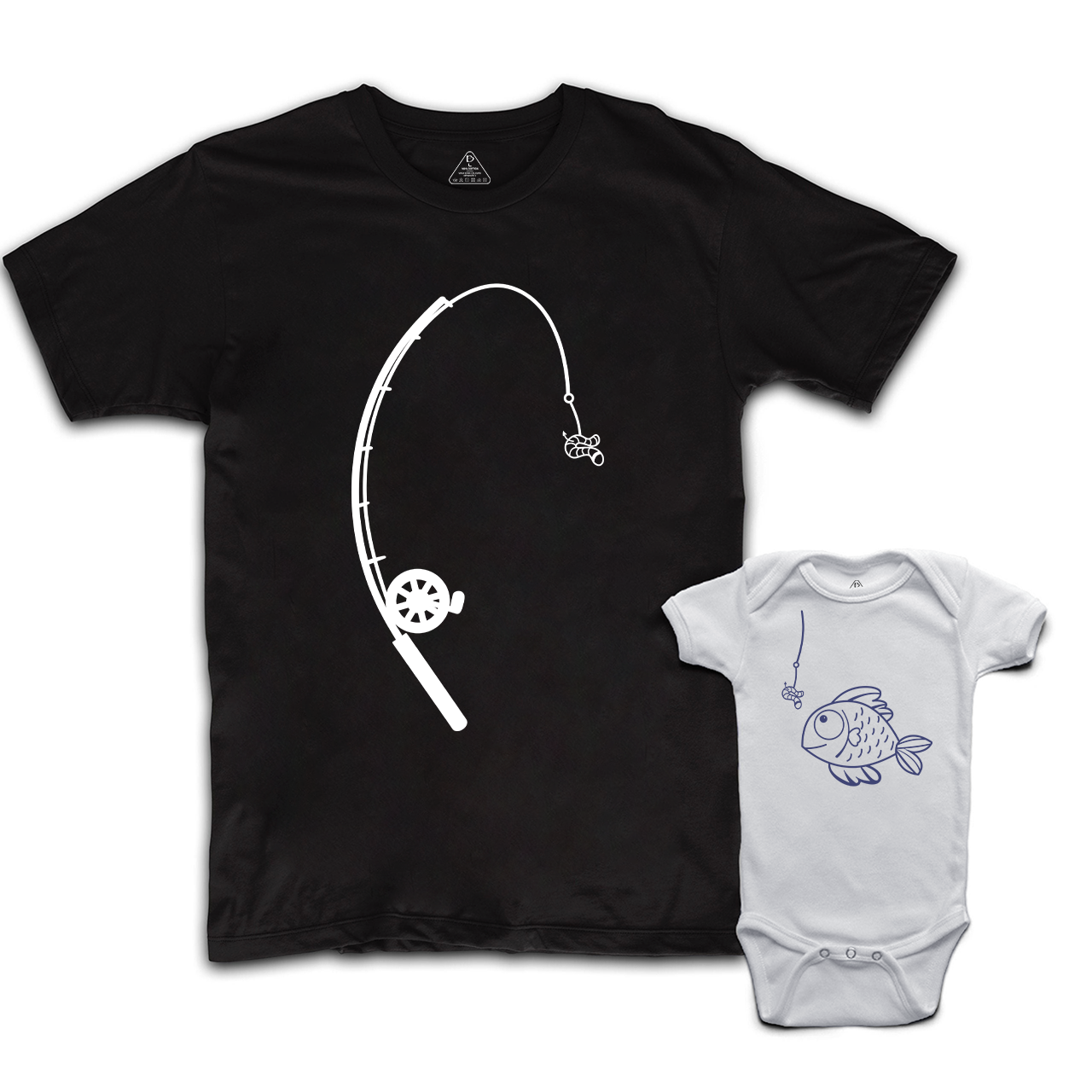 Matching Daddy And Me Tees With Fish And Fishing Pole