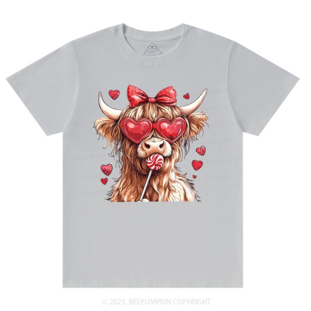 Highland Cow Valentine's Day T-Shirts Beepumpkin
