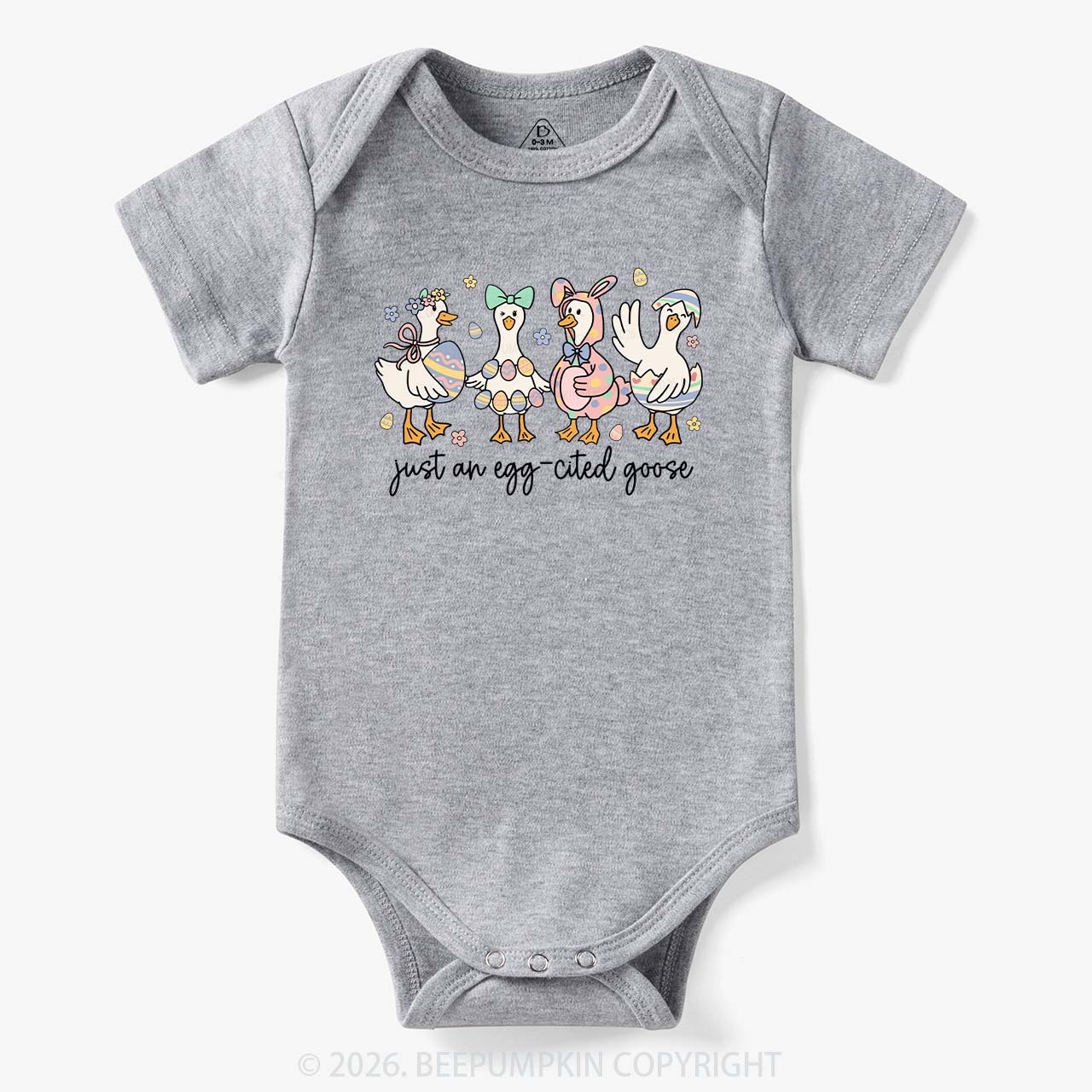 Just an Egg-cited Goose Happy Easter Baby Bodysuit
