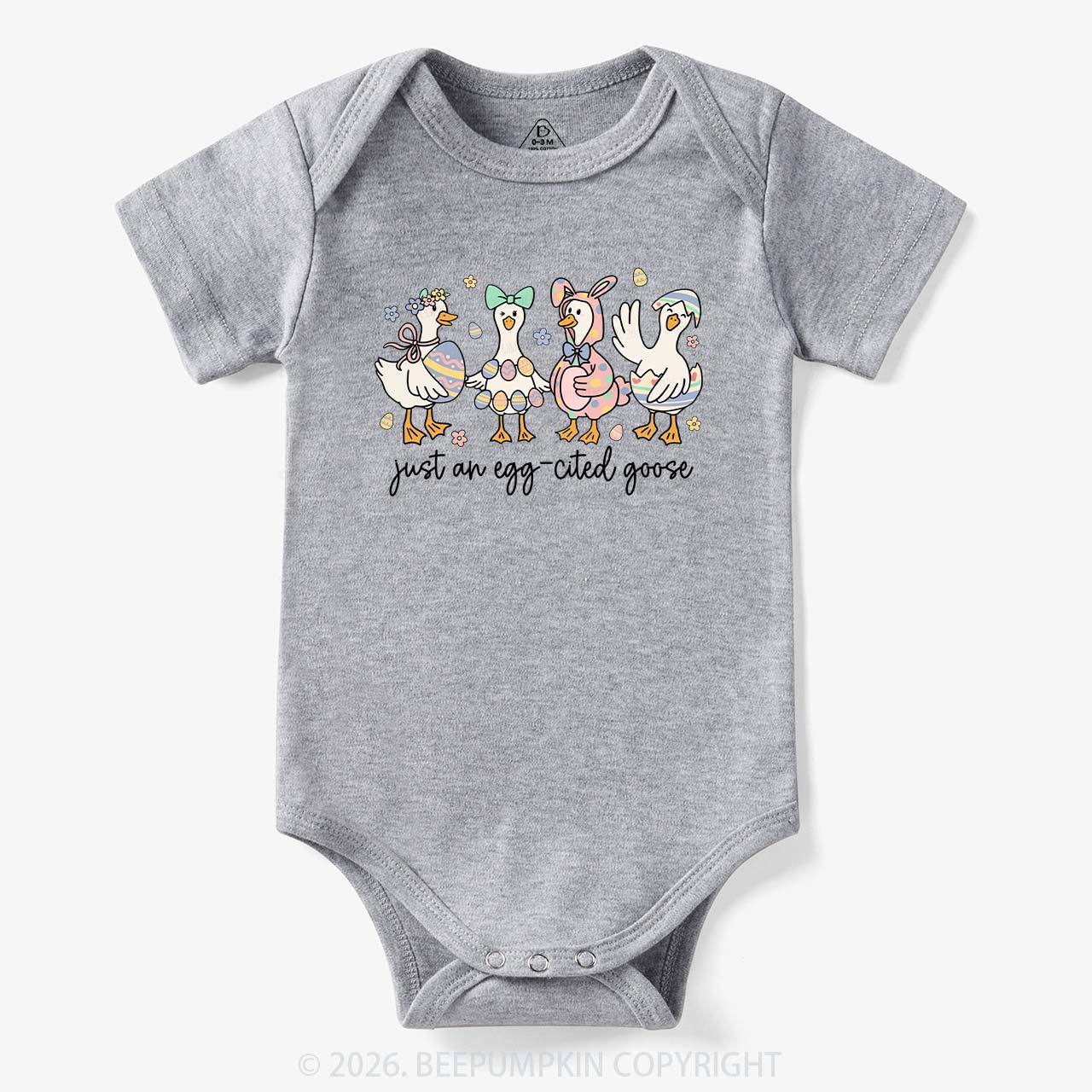 Just an Egg-cited Goose Happy Easter Baby Bodysuit