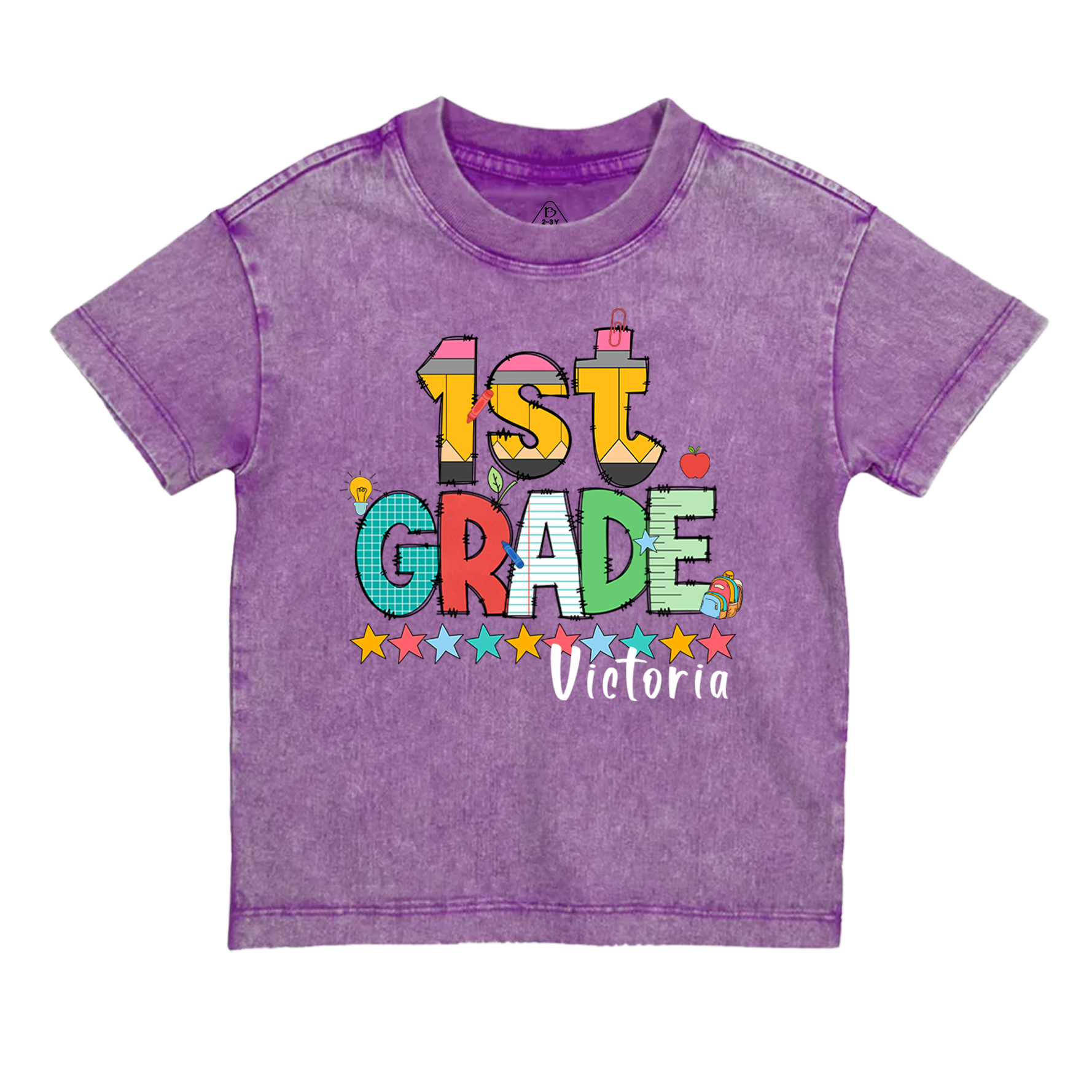 Personalized Pencil Letter Grade Toddler&Kids Washed Tees