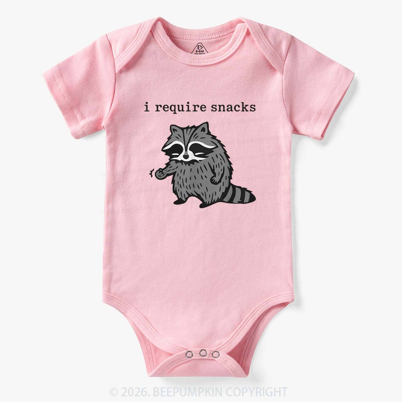 I Require Snacks Raccoon Bodysuit