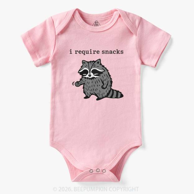 I Require Snacks Raccoon Bodysuit