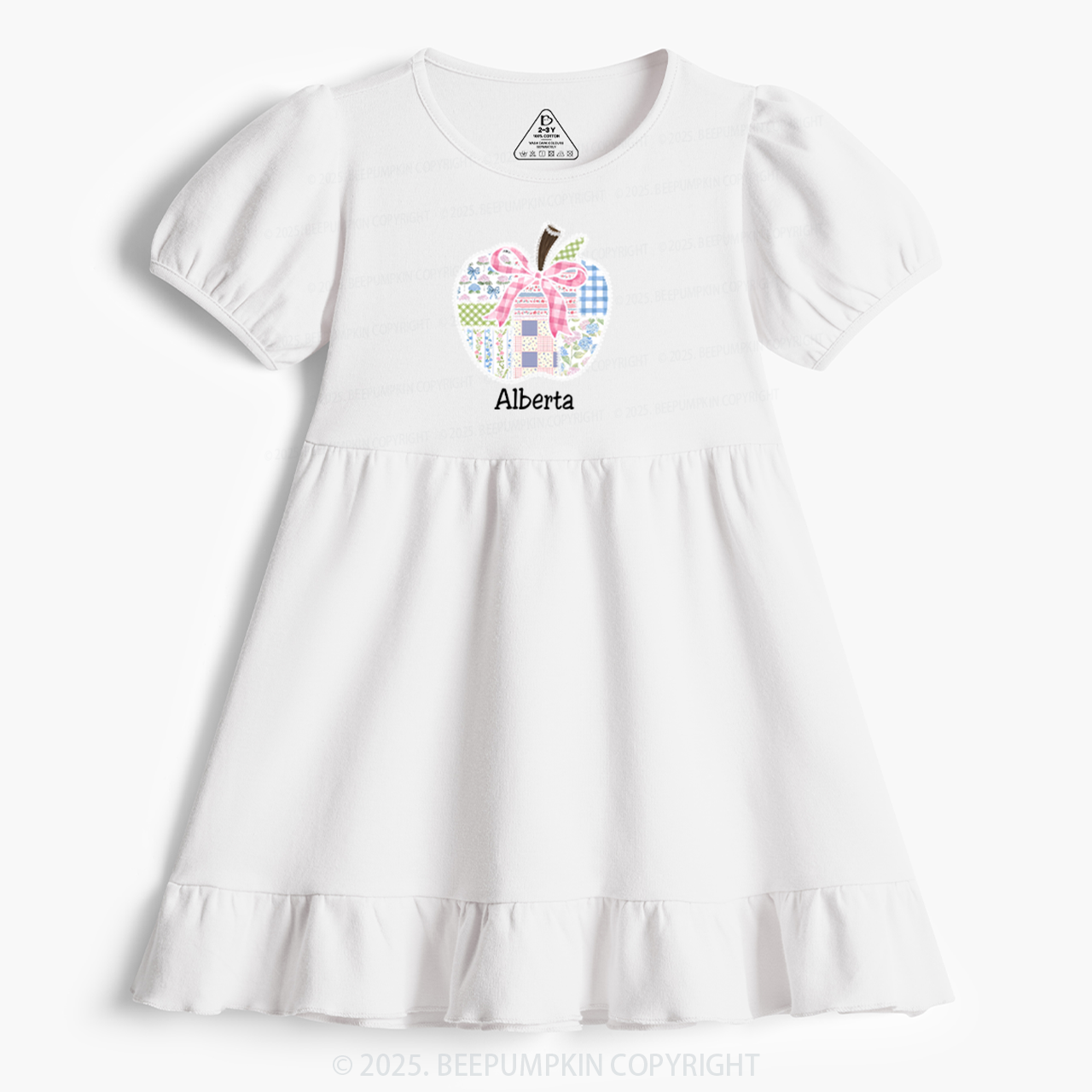 Personalized Lace Apple Name Toddler&Kid's Ruffle Dress Beepumpkin 