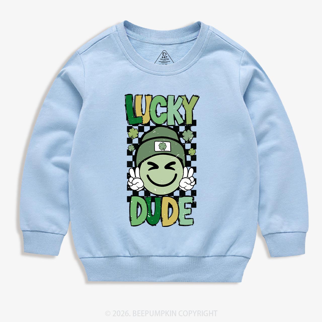 Retro Lucky Dude St.Patricks Day Kids Sweatshirt