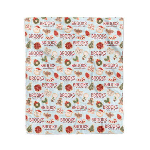 Personalized Christmas Cookies For Santa Flannel Blanket