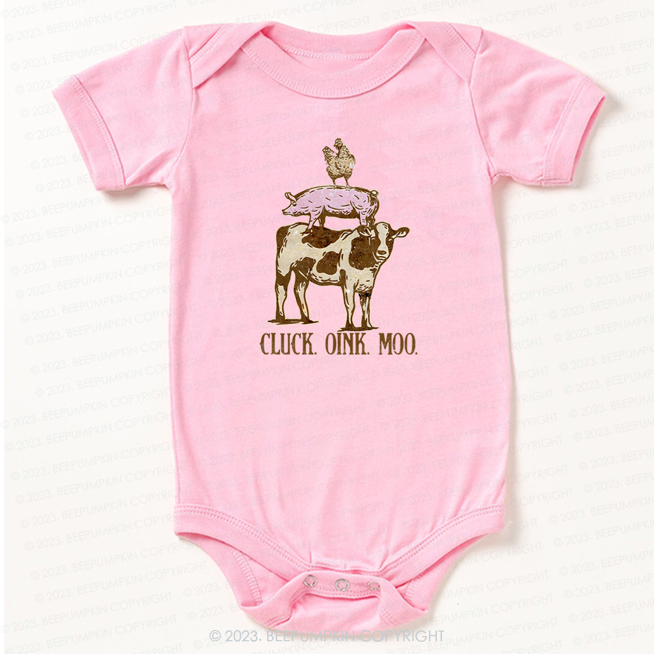 Cluck Oink Moo Retro Farm Bodysuit For Baby