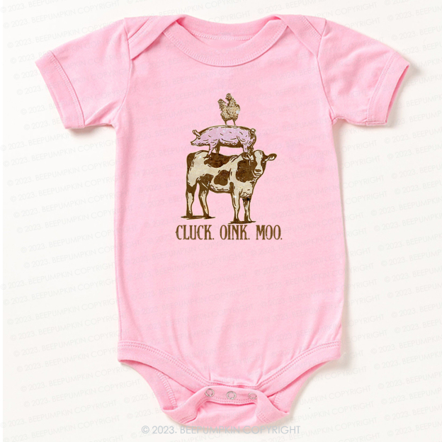 Cluck Oink Moo Retro Farm Bodysuit For Baby