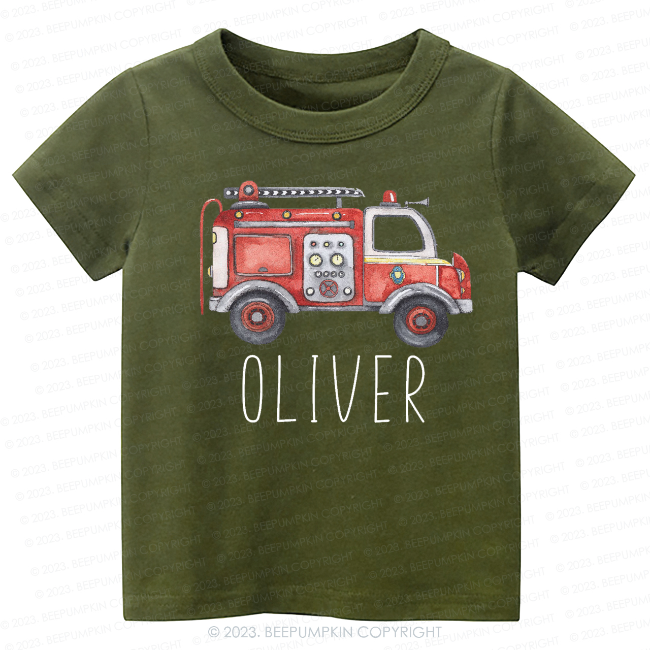 Cute Personalized Fire Truck -Toddler Tees