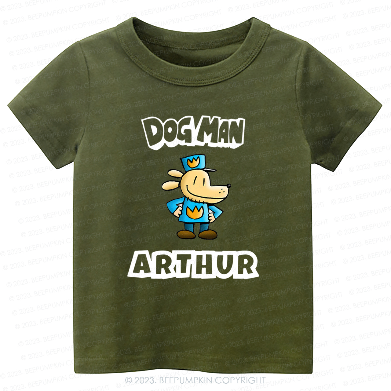 Personalised Dog Man Funny Book Day Kids Shirt