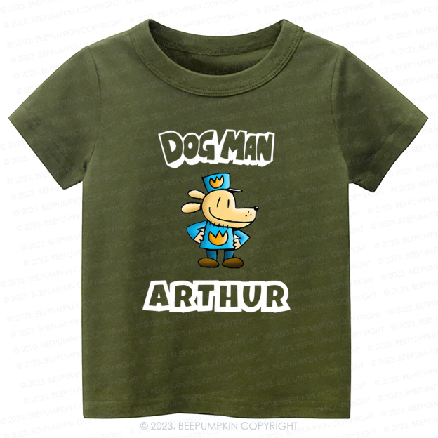 Personalised Dog Man Funny Book Day Kids Shirt