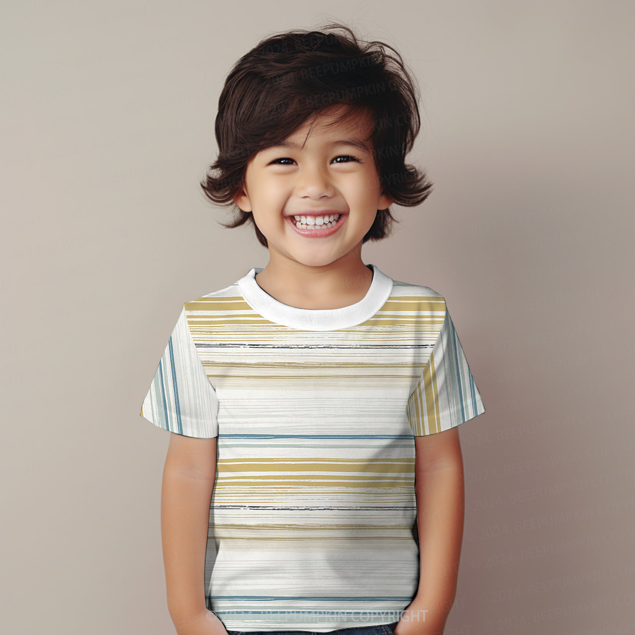 Ink Gradient Stripes All Over Print Kids Tees 