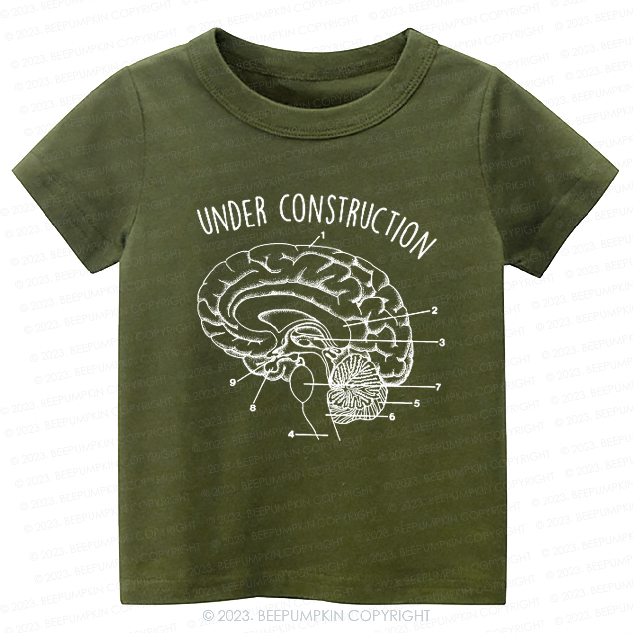 Under Construction Brain Diagram Kids Shirt