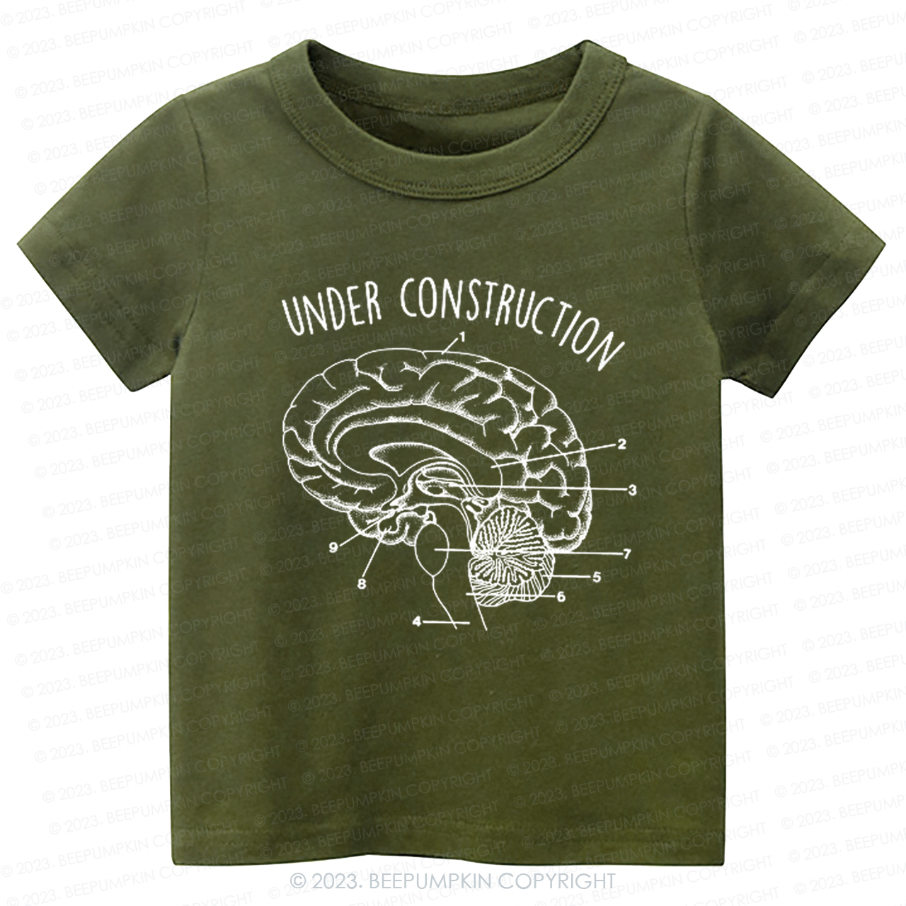 Under Construction Brain Diagram Kids Shirt