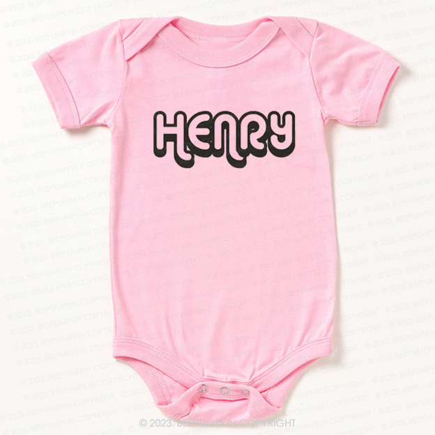 Retro Custom Name Baby Bodysuit - Personalized Natural Baby Bodysuit