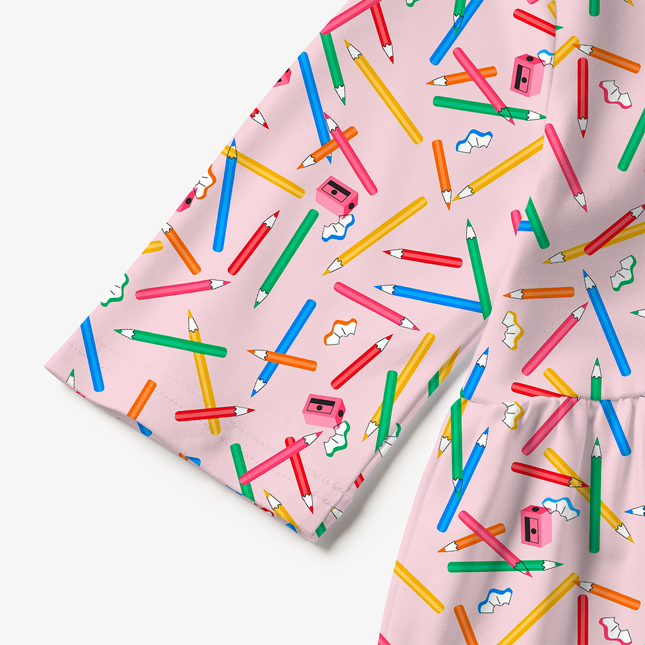 Colored Pencils All Over Print Kids Dress