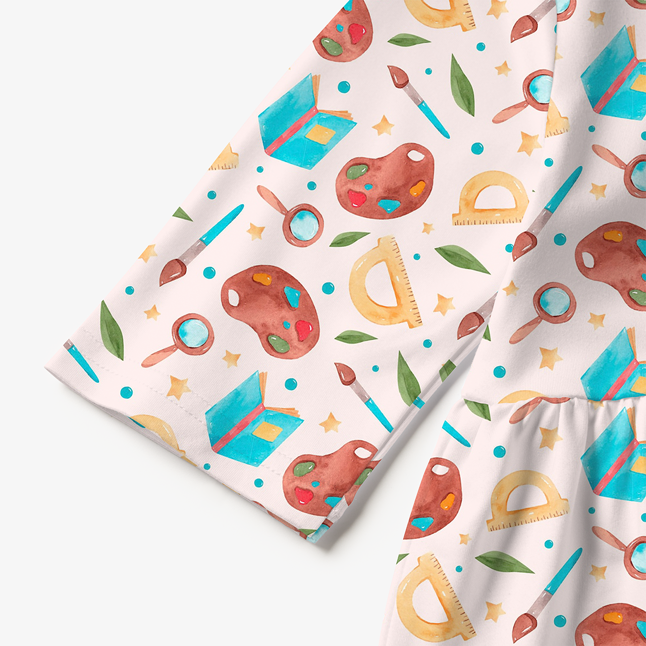 Watercolor Paint All Over Print Kids Dress