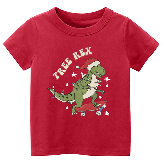 Tree Rex Retro Kids Christmas Shirts