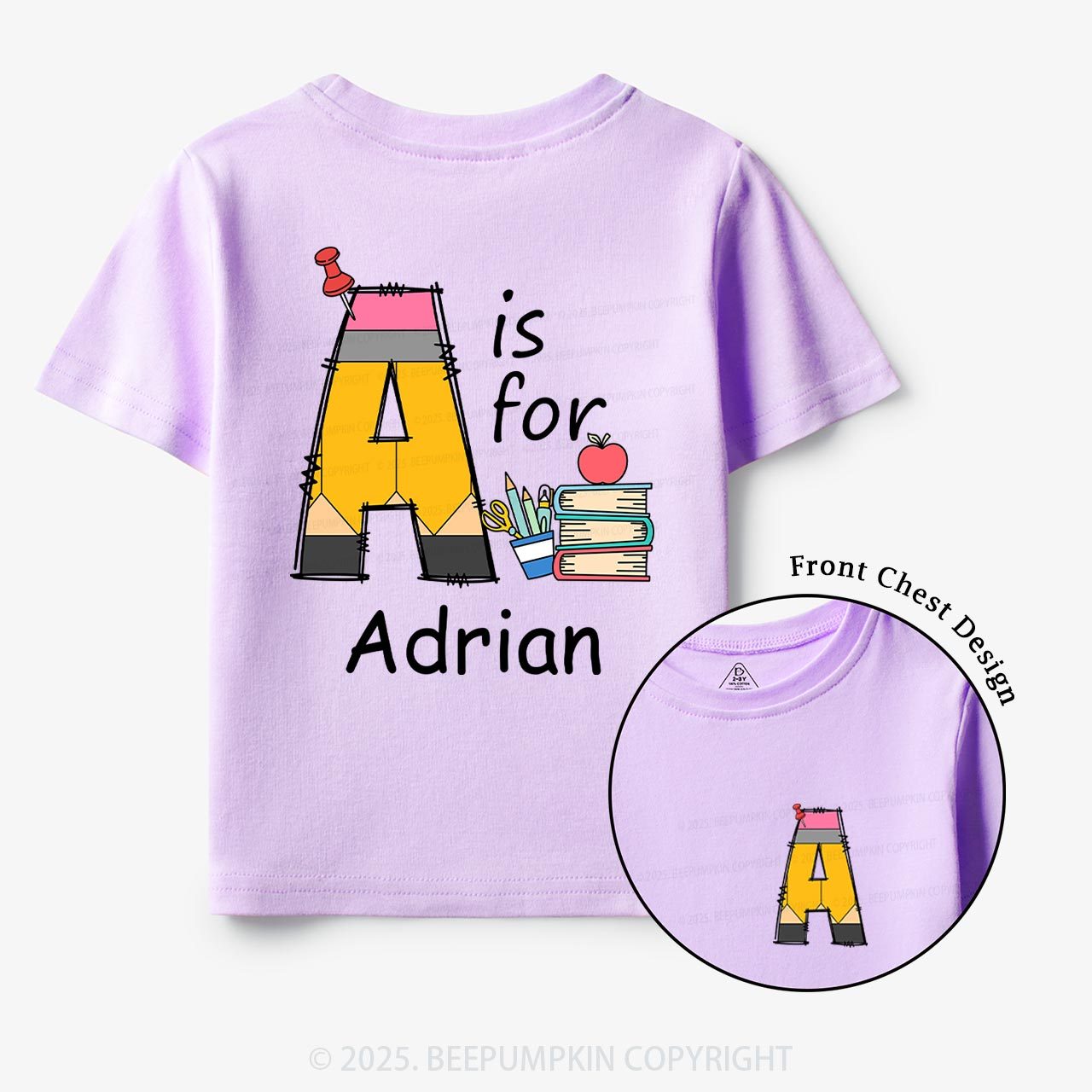 Personalized Alphabet Pencil Name Toddler&Kid's Tees Beepumpkin