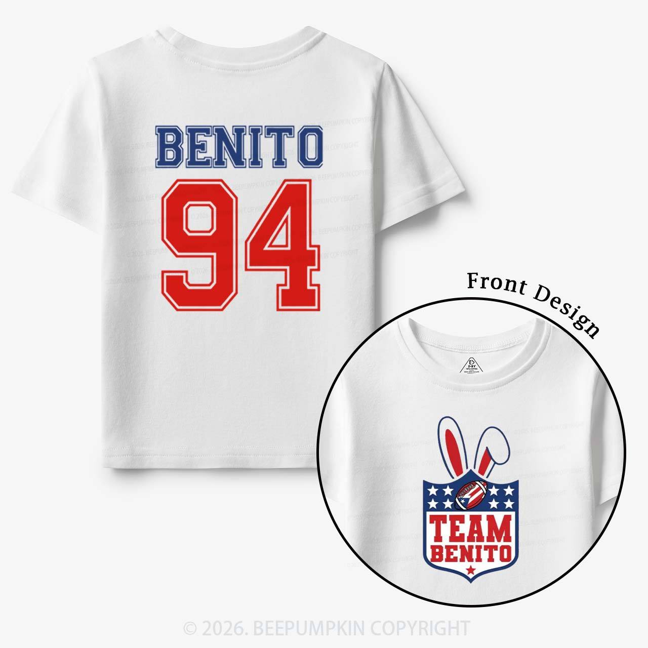 Personalized Vintage Benito Super Football Game Day Toddler&Kids Tees