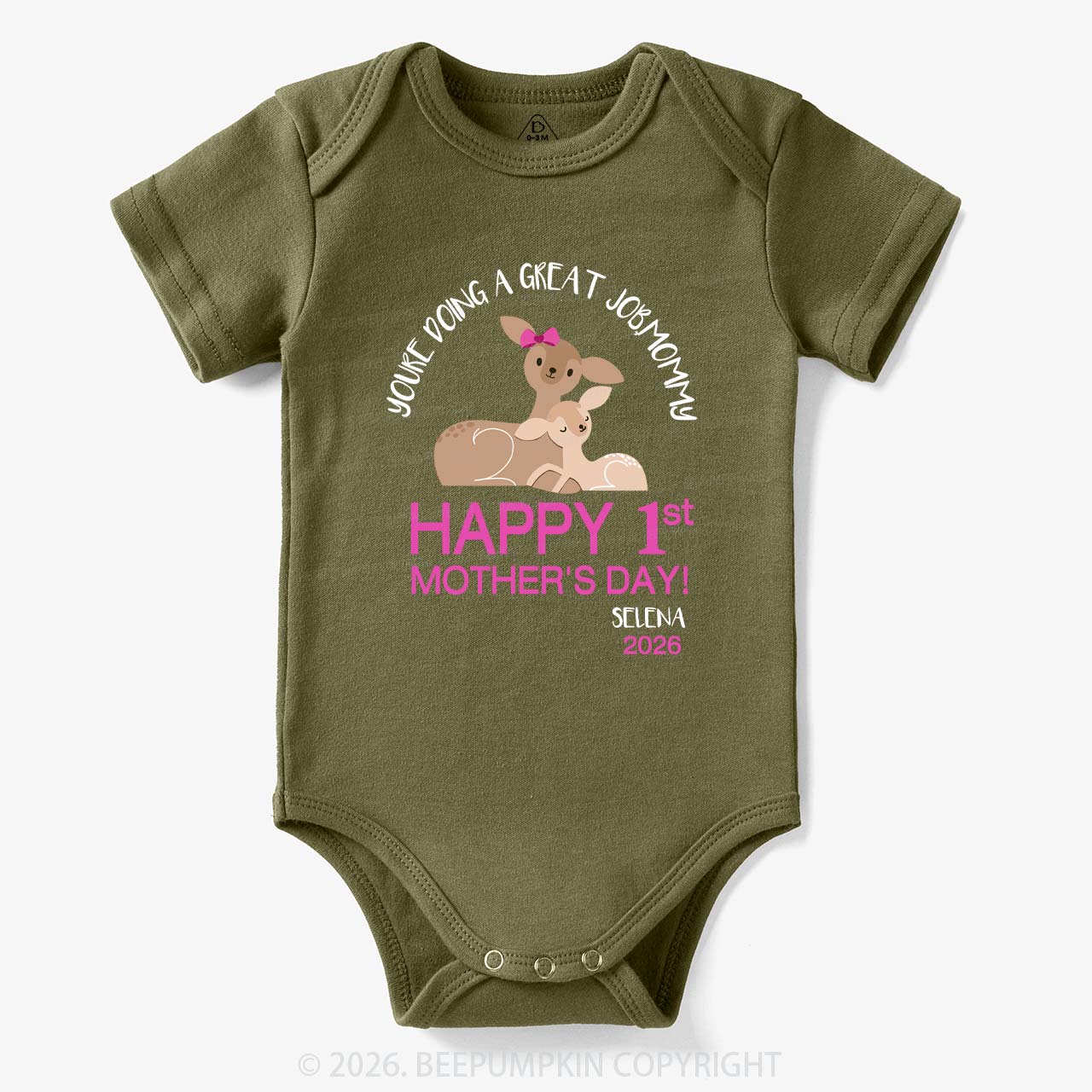 Happy 1st Mother's Day Deer Bodysuit For Baby