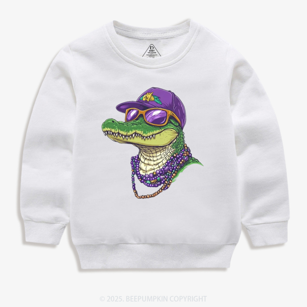 Alligator Mardi Gras Kid's Sweatshirt