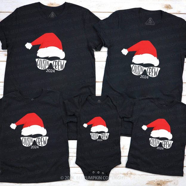 Cousin Crew Red Santa Hat Christmas Matching Tees For Family Beepumpkin