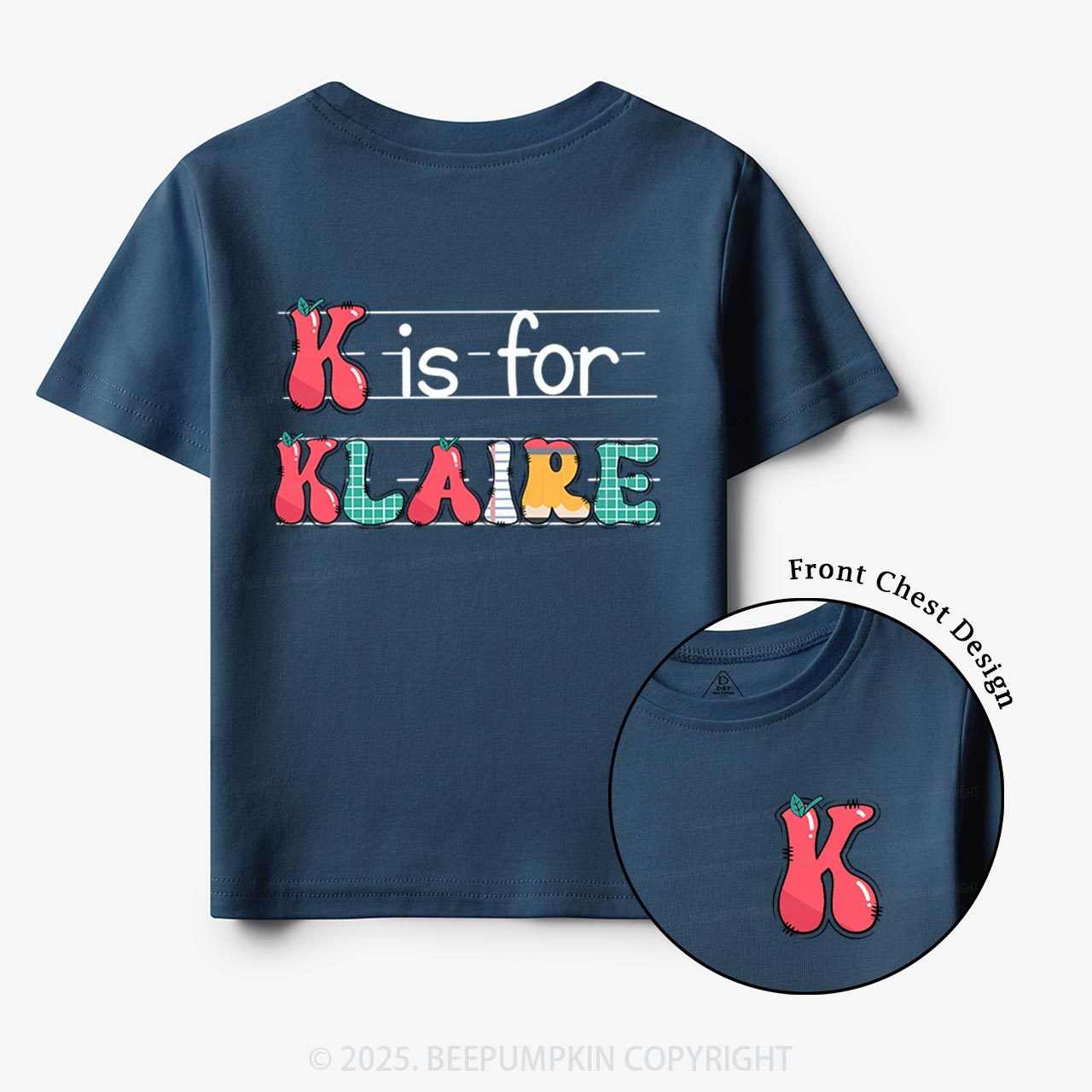 Personalized Kids Name Back To School Toddler&Kid's Tees Beepumpkin