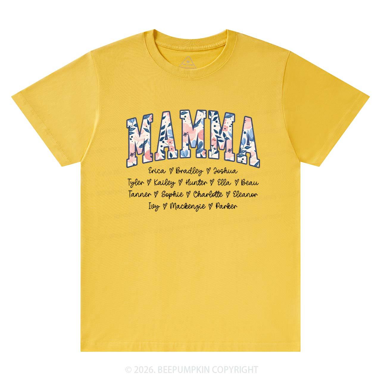 Personalized Floral with Names Mother's Day T-Shirts