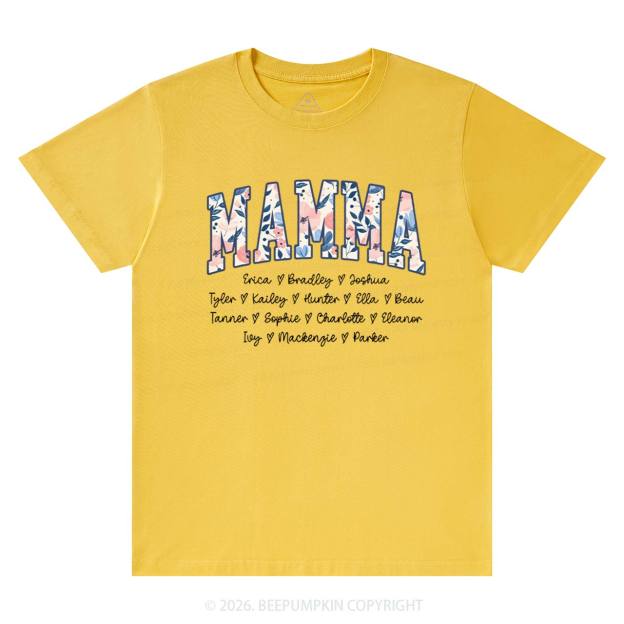 Personalized Floral with Names Mother's Day T-Shirts