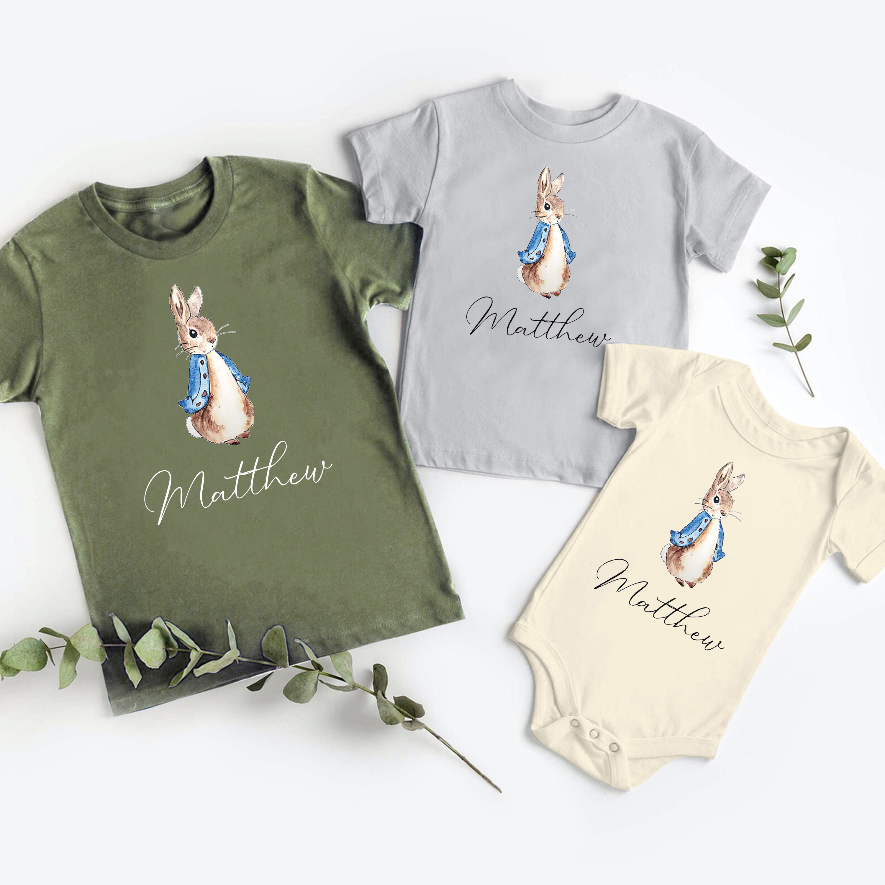 Personalized Bunny Siblings Family Matching Shirt