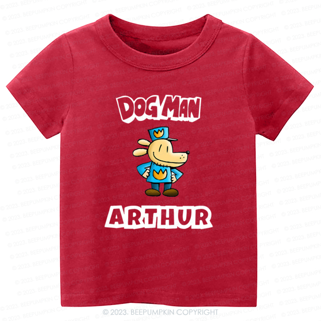 Personalised Dog Man Funny Book Day Kids Shirt