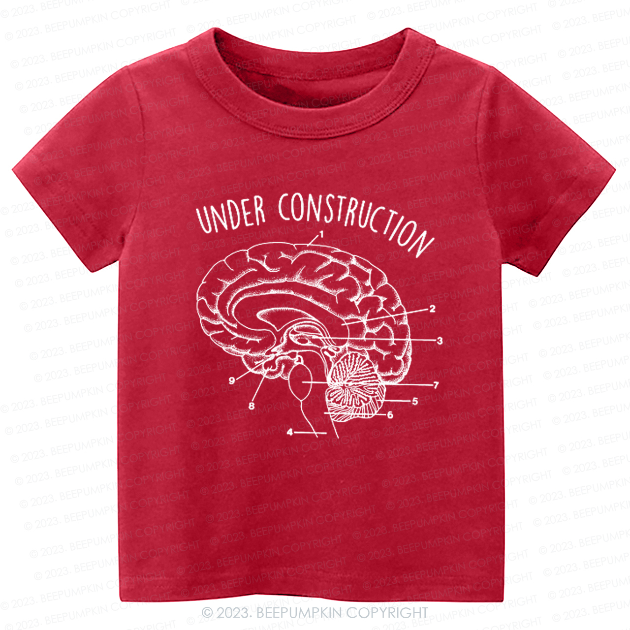 Under Construction Brain Diagram Kids Shirt