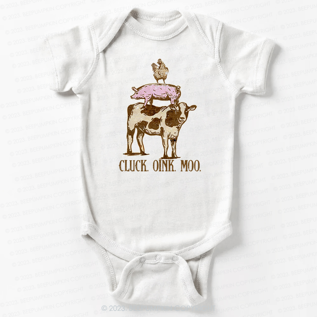 Cluck Oink Moo Retro Farm Bodysuit For Baby