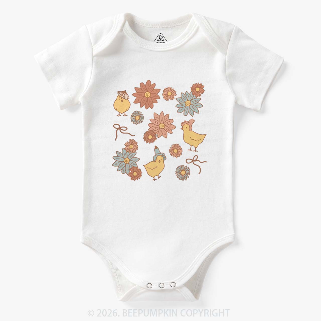 Farm Flower Chicks Baby Bodysuit
