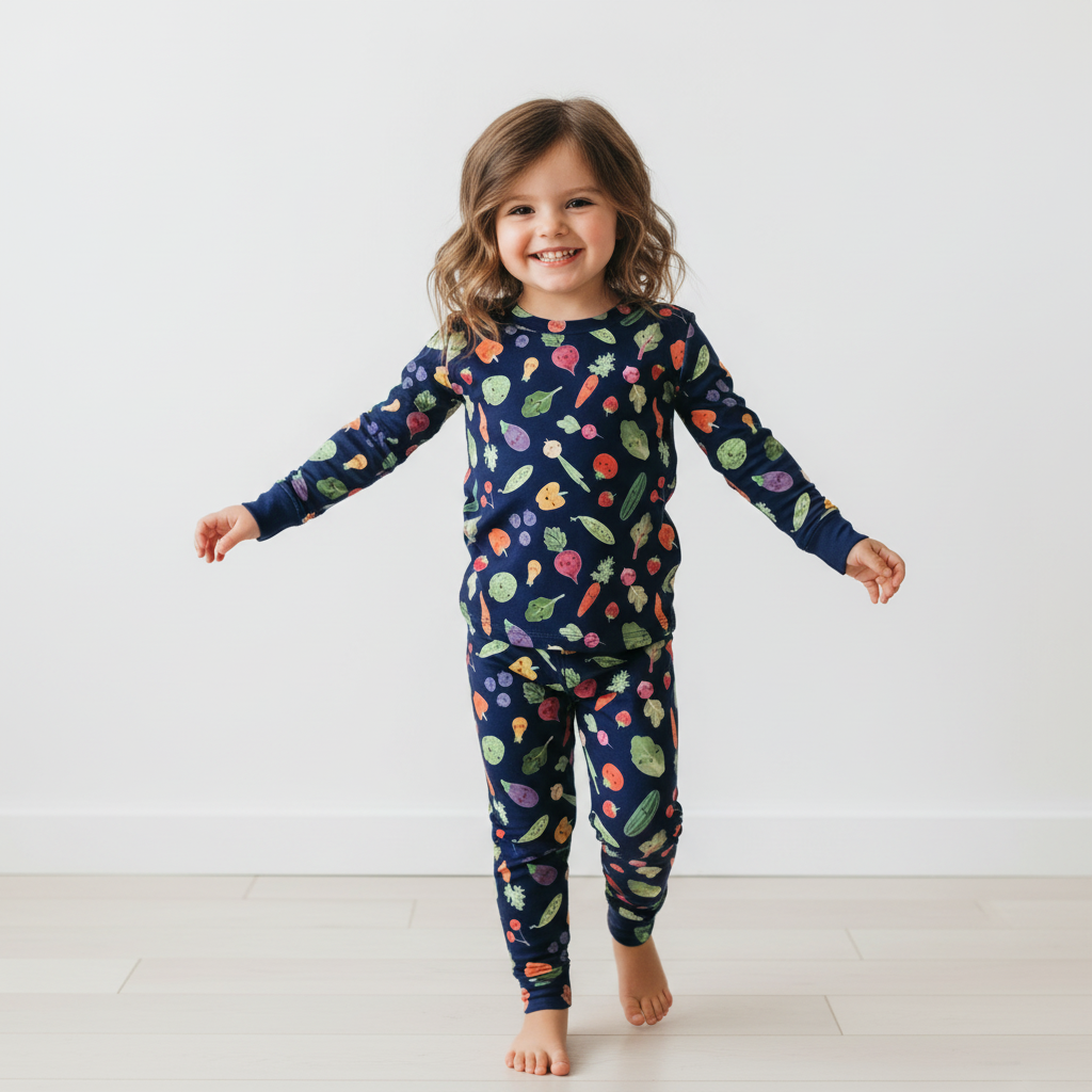 Happy Vegetables Two-Piece Pajama Set For Kids