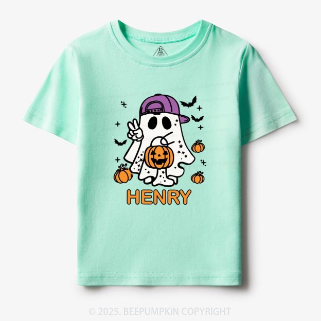 Personalized Halloween Boy Ghost Toddler&Kid's Tees Beepumpkin