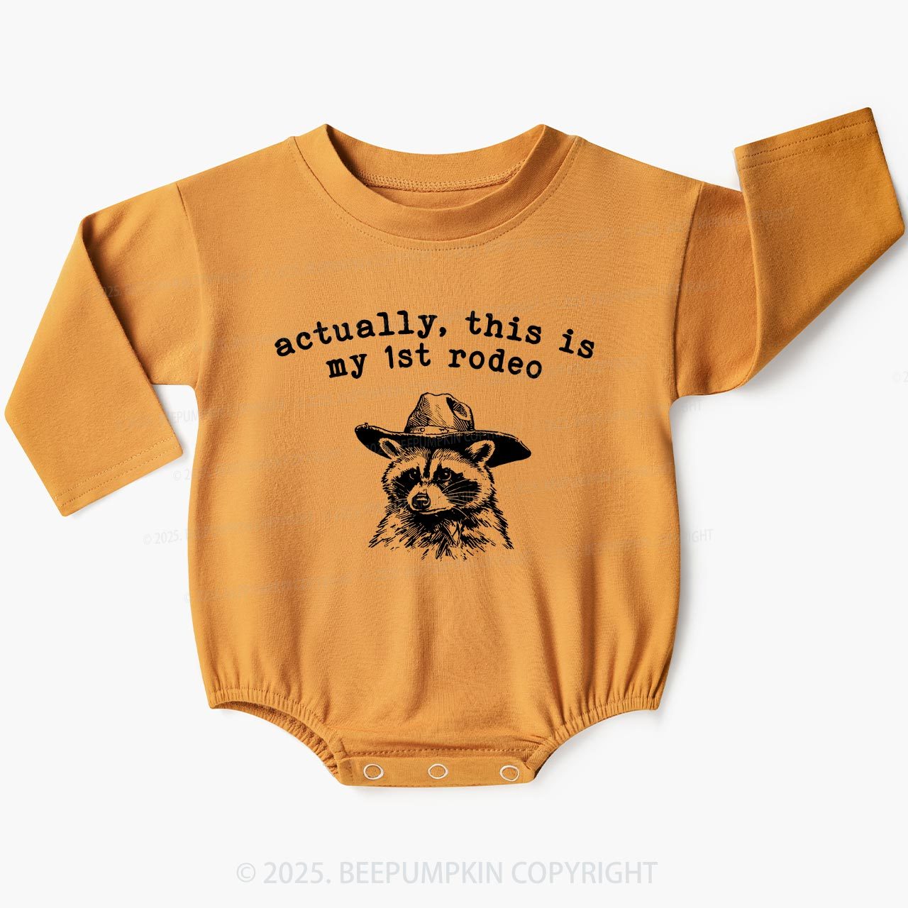 Raccoon My first Rodeo Birthday Baby Bubble Romper Beepumpkin