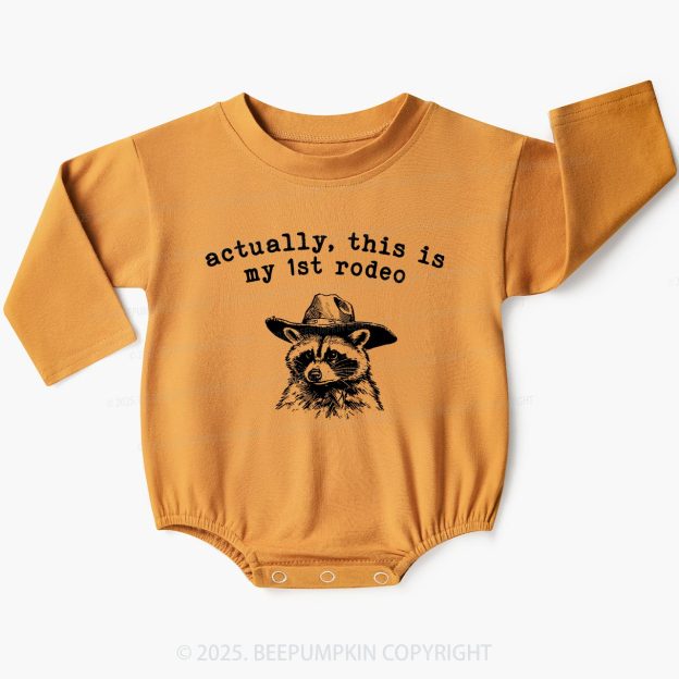 Raccoon My first Rodeo Birthday Baby Bubble Romper Beepumpkin