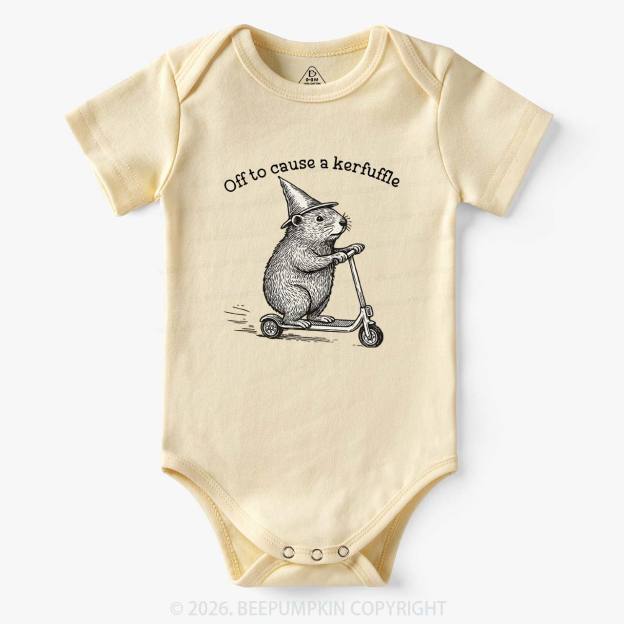 Off To Cause A Kerfuffle Groundhog Scooter Bodysuit