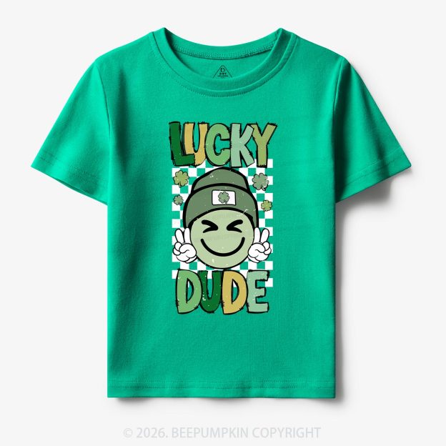 Retro Lucky Dude St.Patricks Day-Toddler&Kids Tees