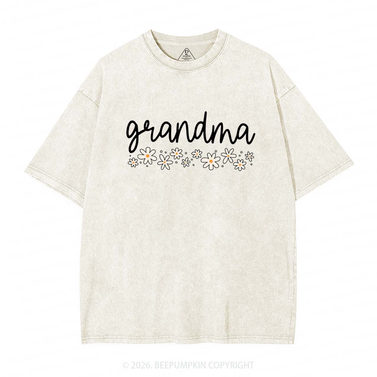 Daisy Floral Grandma Adult Washed T-Shirts