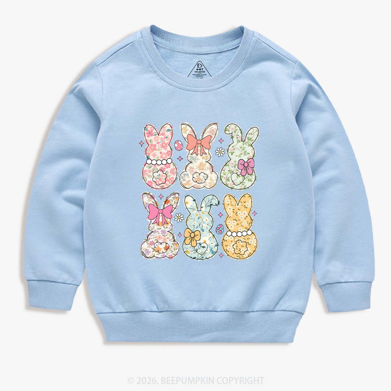 Vintage Spring Floral Bunny Bows Kid's Sweatshirt