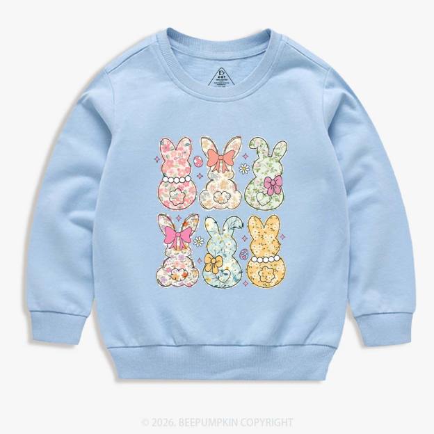 Vintage Spring Floral Bunny Bows Kid's Sweatshirt