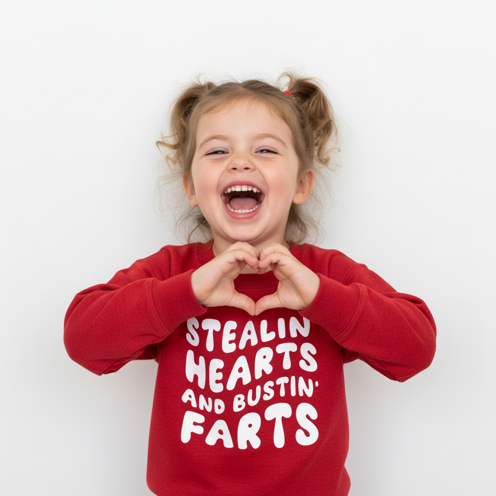 Stealin Hearts And Bustin Farts Valentine's Day Kid's Sweatshirt