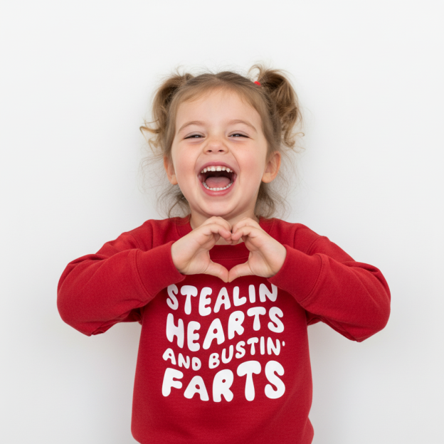 Stealin Hearts And Bustin Farts Valentine's Day Kid's Sweatshirt